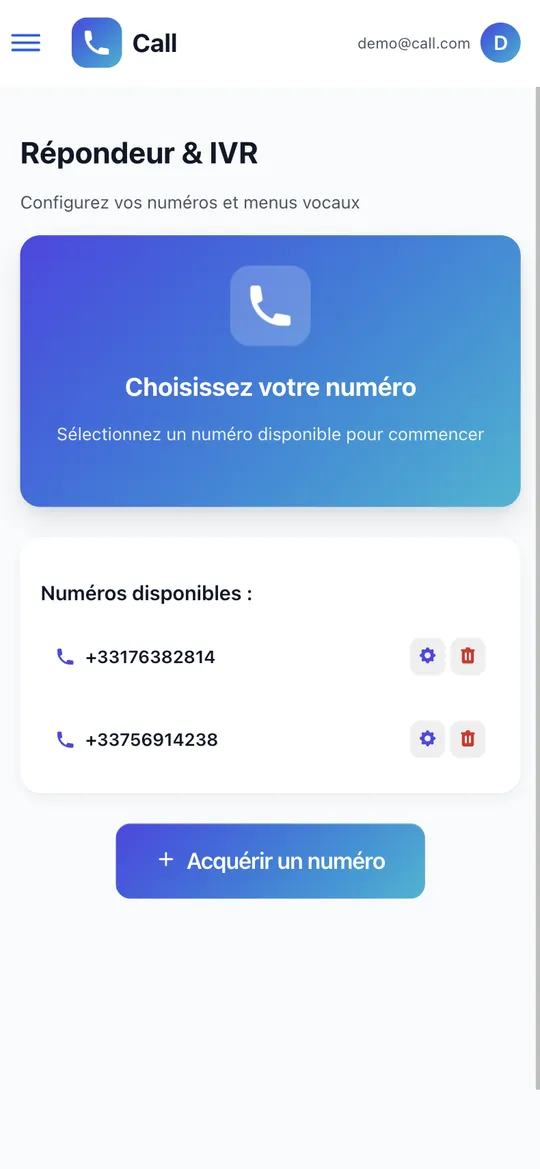 Application de téléphonie & IVR — écran 3