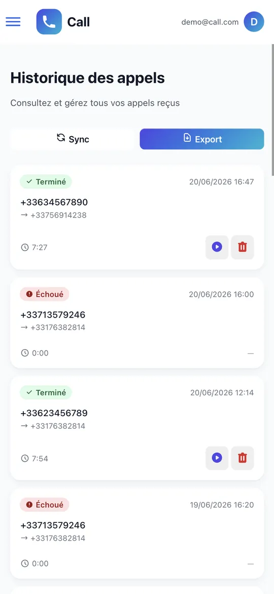Application de téléphonie & IVR — écran 6