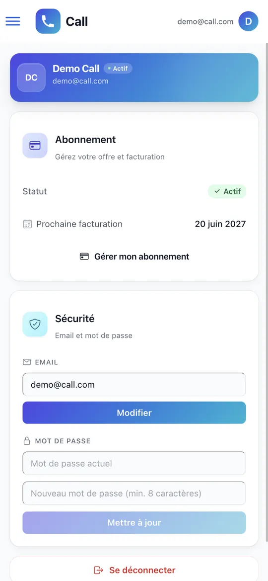 Application de téléphonie & IVR — écran 7