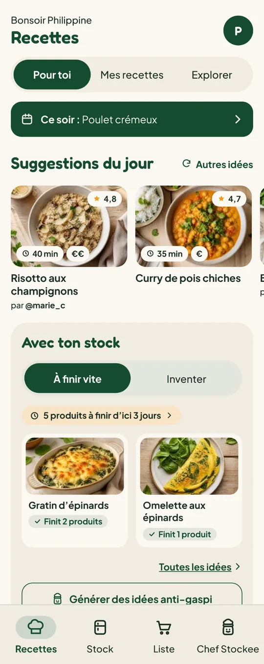 Chef Stockee — anti-gaspi — écran 3