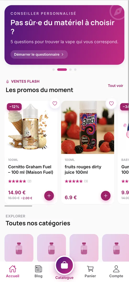 Application e-commerce — Vape — écran 5