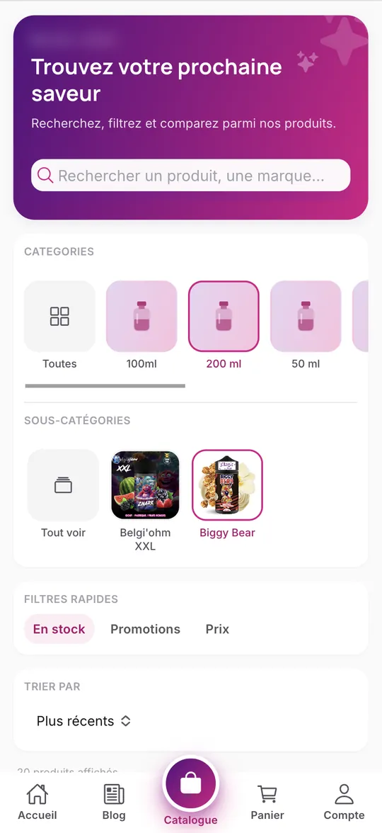 Application e-commerce — Vape — écran 7